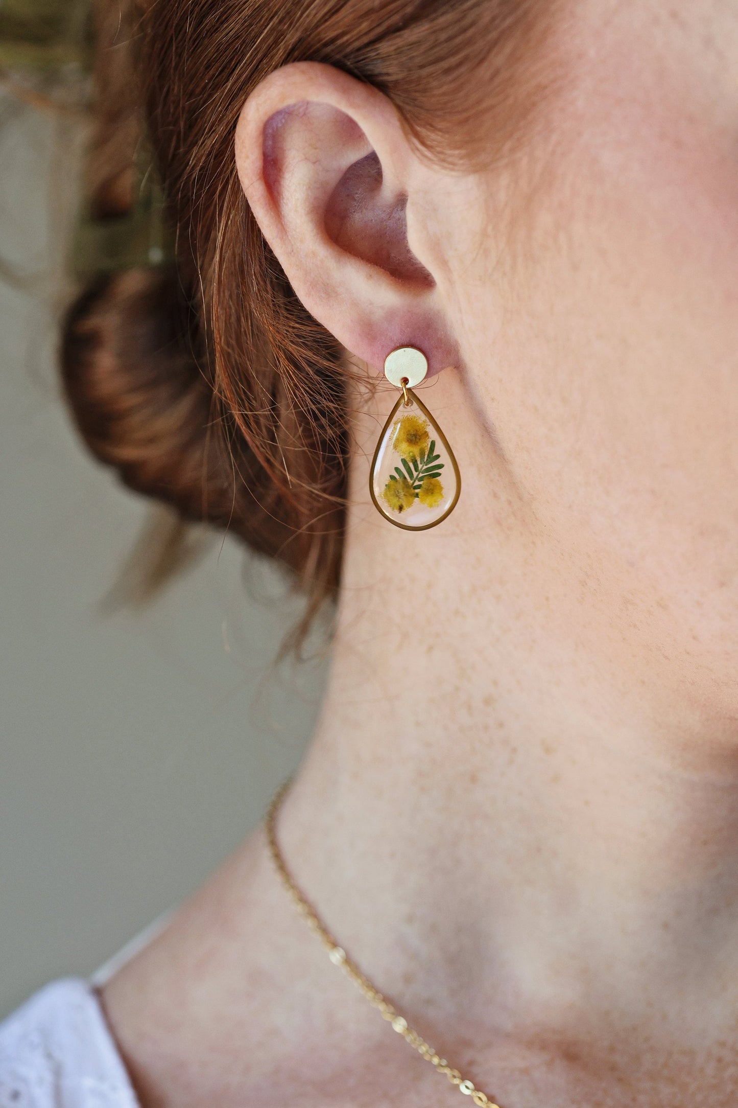 Dried Golden Wattle earrings / Necklace